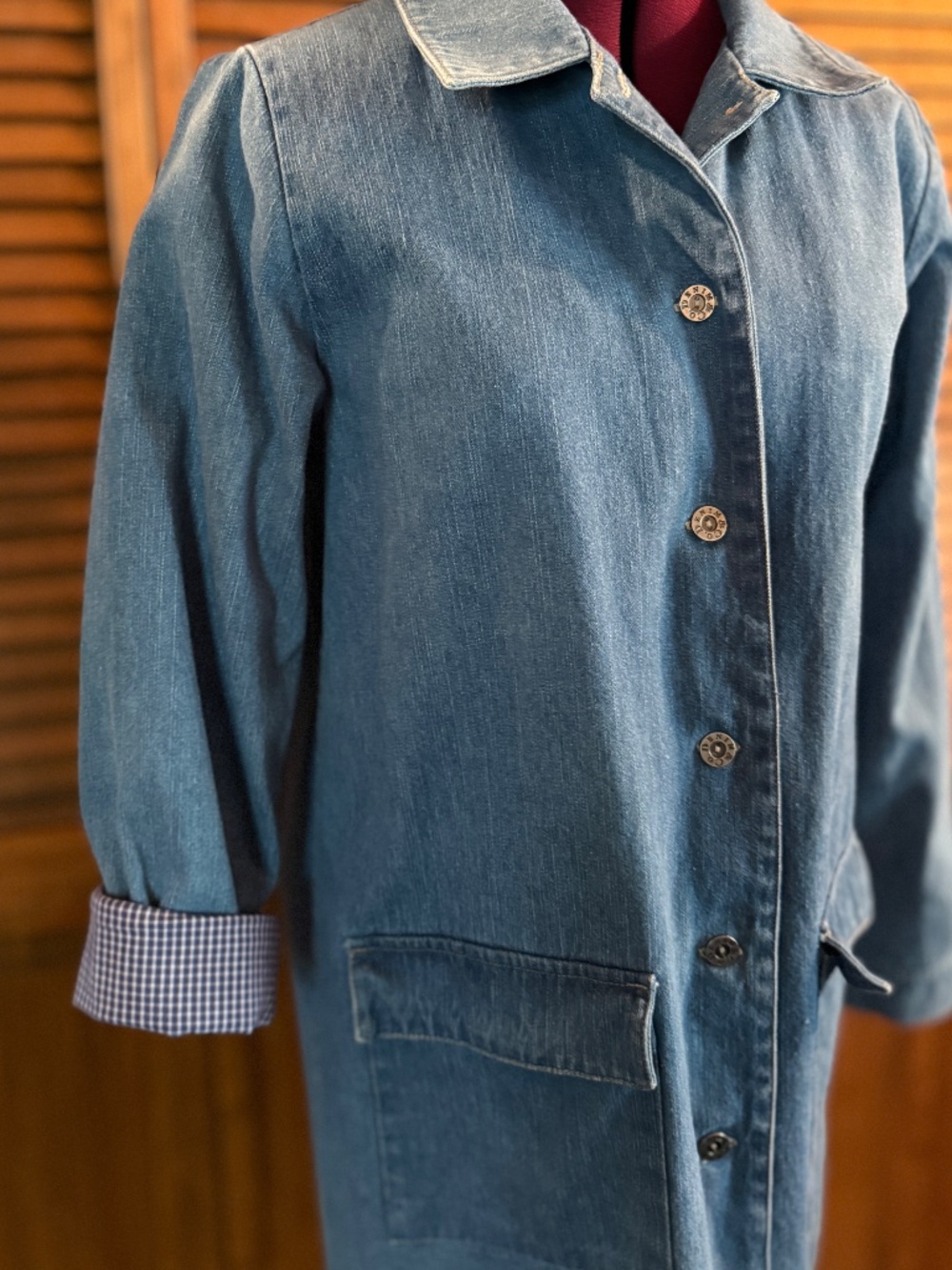 Denim & Co. Heavy Denim Jacket Vintage Med. Wash Pockets Lined 100% Cotton M - Picture 3 of 11